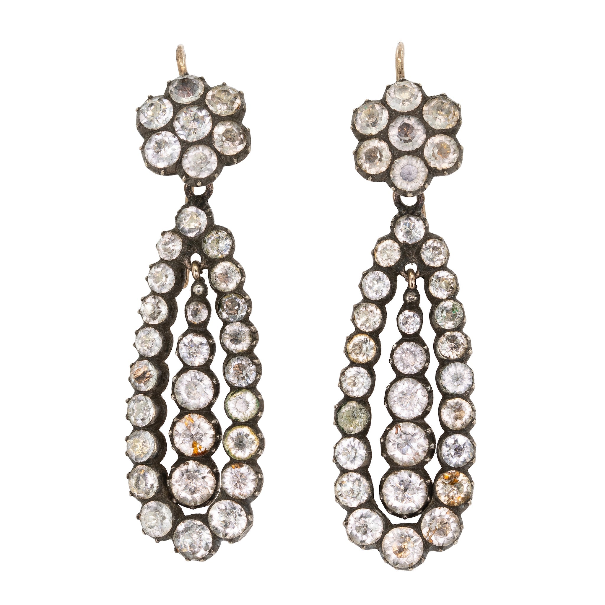 Georgian Foil Back Paste Earrings-Charlotte Sayers Antique Jewellery