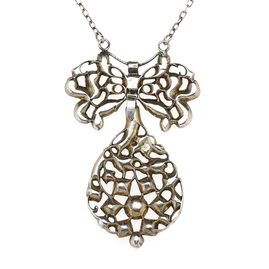 Georgian Foil Backed Garnet Bow Topped Pendant-Charlotte Sayers Antique Jewellery