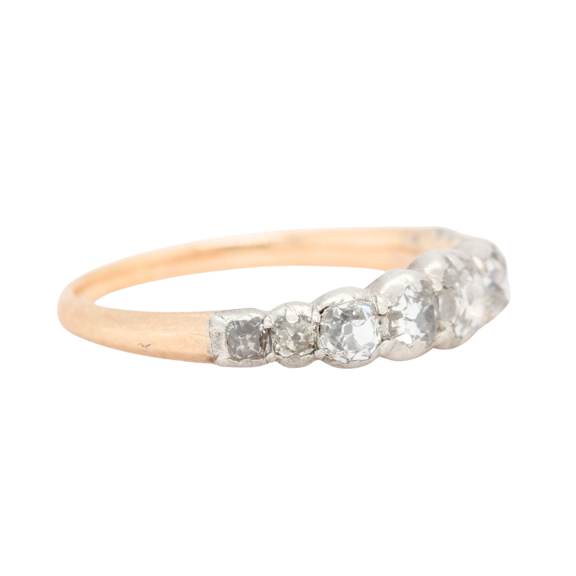 Georgian Foil Backed Old Cut Diamond Line Ring-Charlotte Sayers Antique Jewellery
