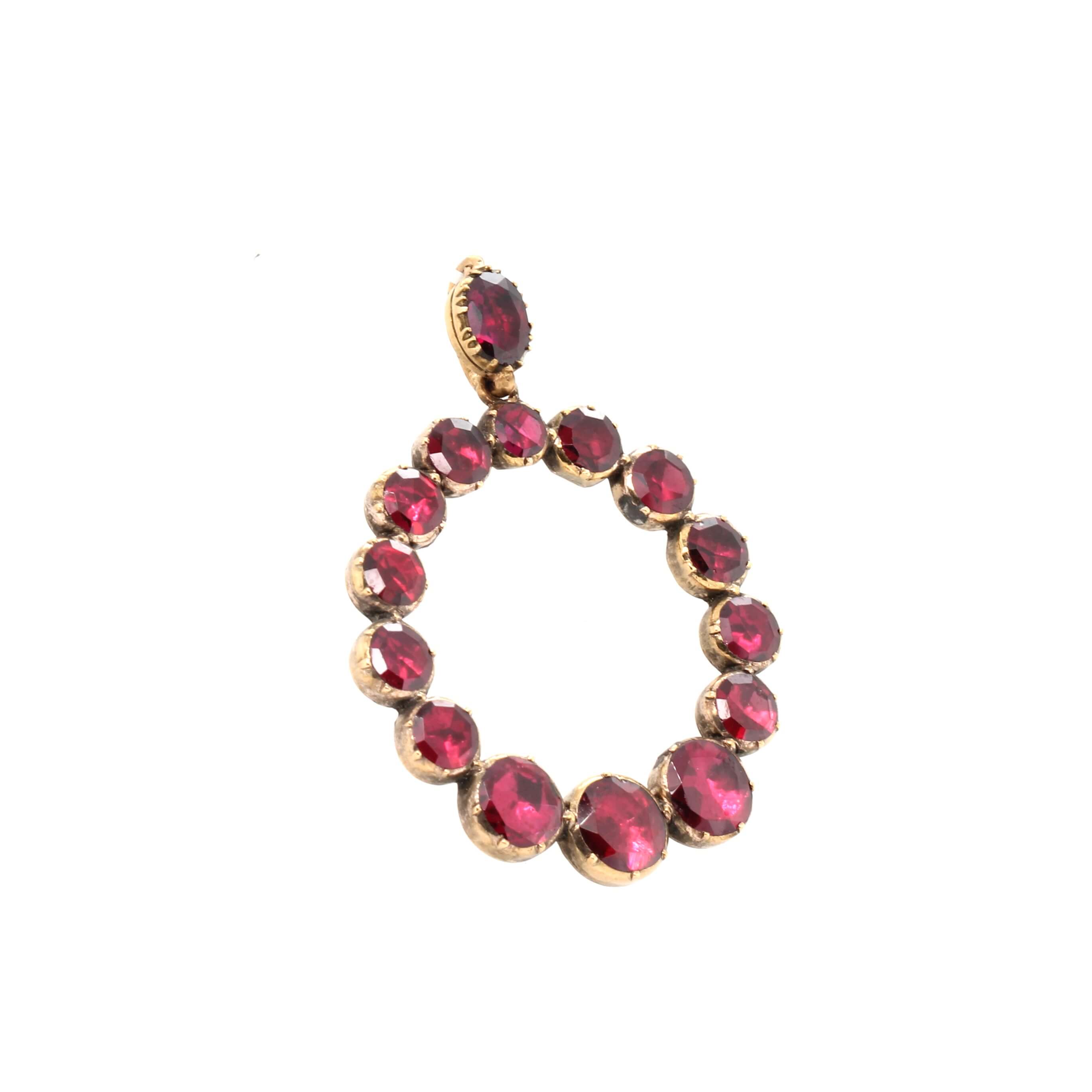 Georgian Garnet Circular Pendant-Charlotte Sayers Antique Jewellery