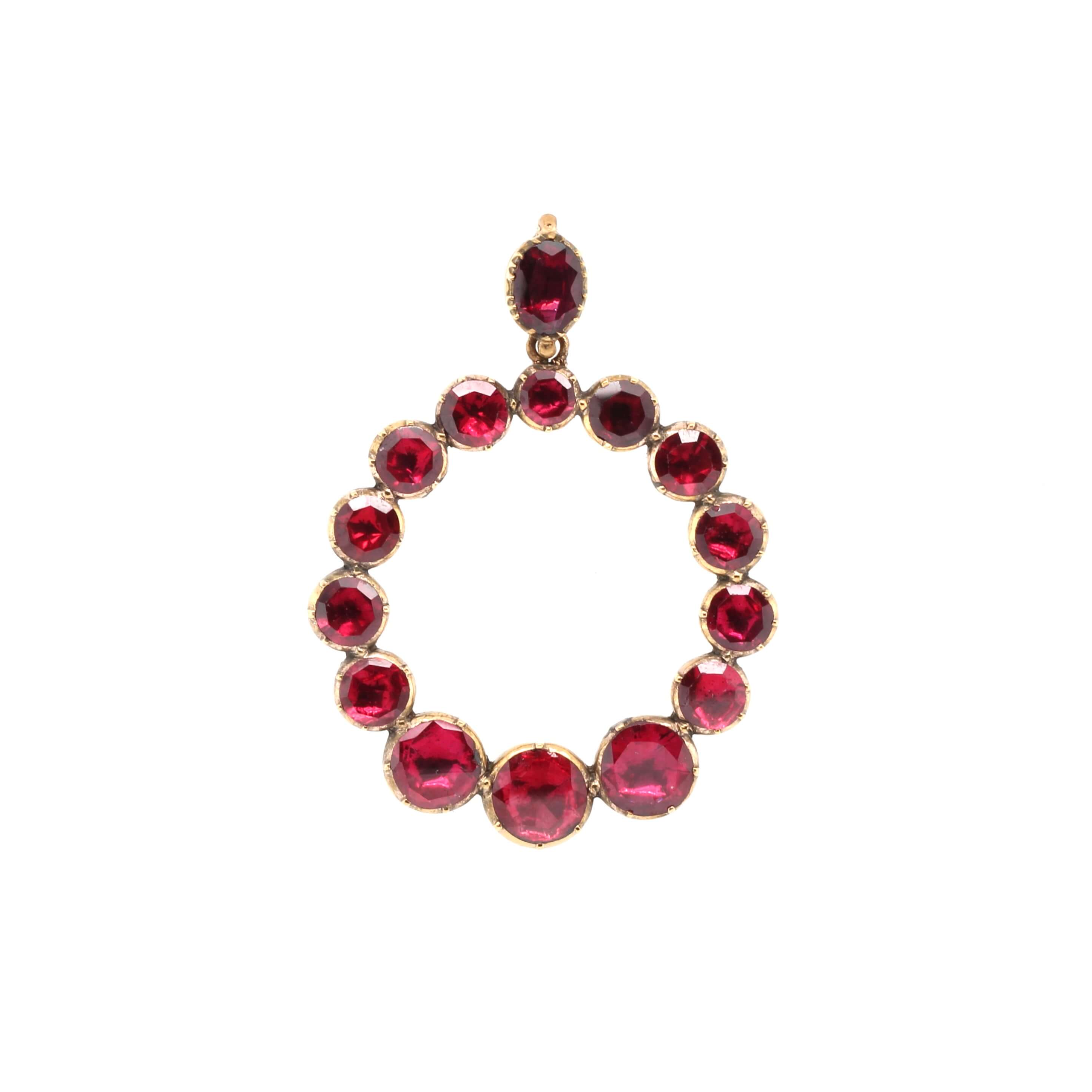 Georgian Garnet Circular Pendant-Charlotte Sayers Antique Jewellery