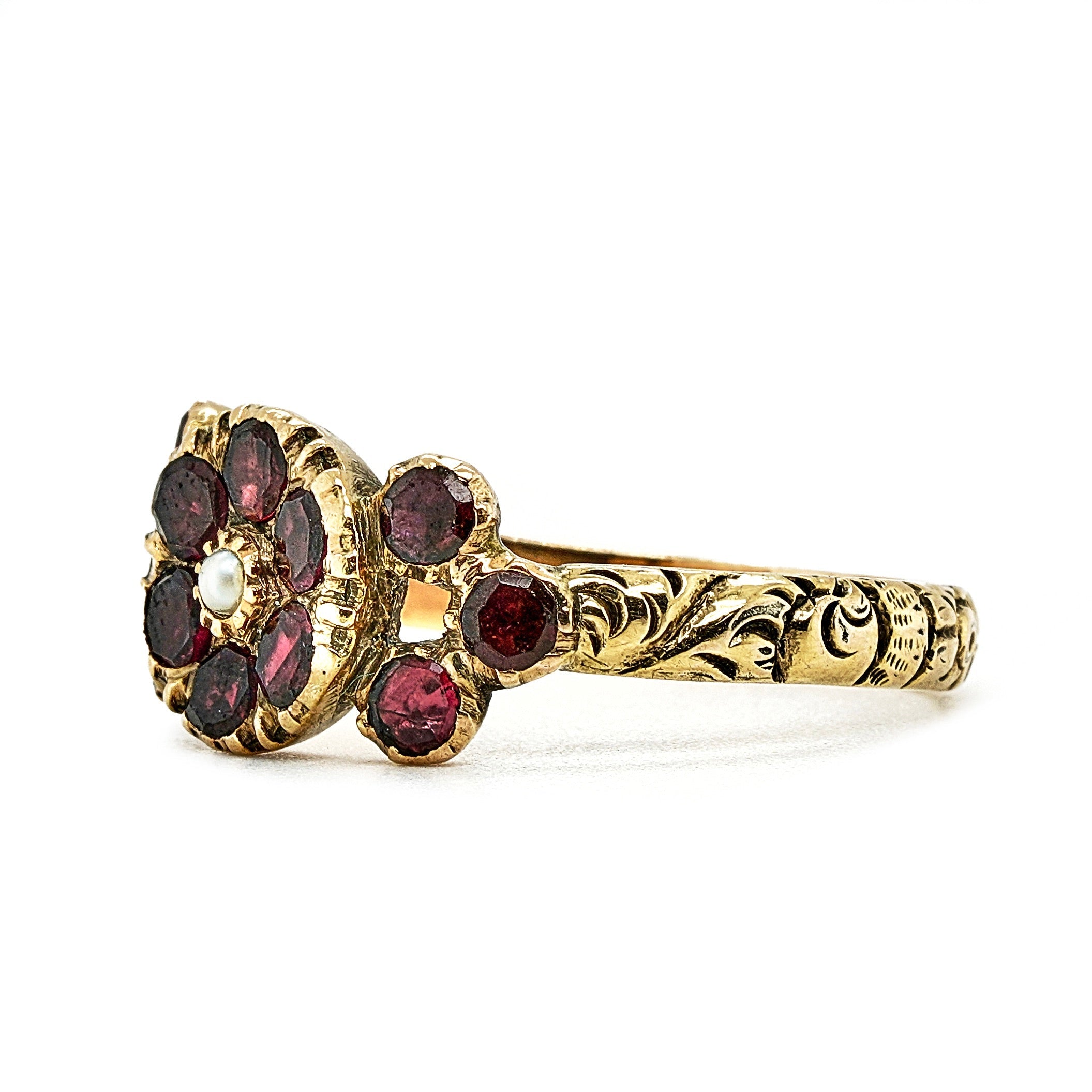 Georgian Garnet Cluster Ring-Charlotte Sayers Antique Jewellery