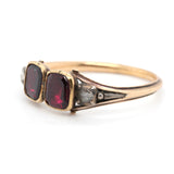 Georgian Garnet Diamond Double Basket Ring-Charlotte Sayers Antique Jewellery