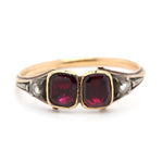 Georgian Garnet Diamond Double Basket Ring-Charlotte Sayers Antique Jewellery