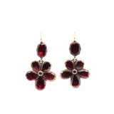 Georgian Garnet Flower Earrings-Charlotte Sayers Antique Jewellery