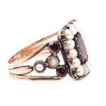 Georgian Garnet Pearl Memorial Ring-Charlotte Sayers Antique Jewellery