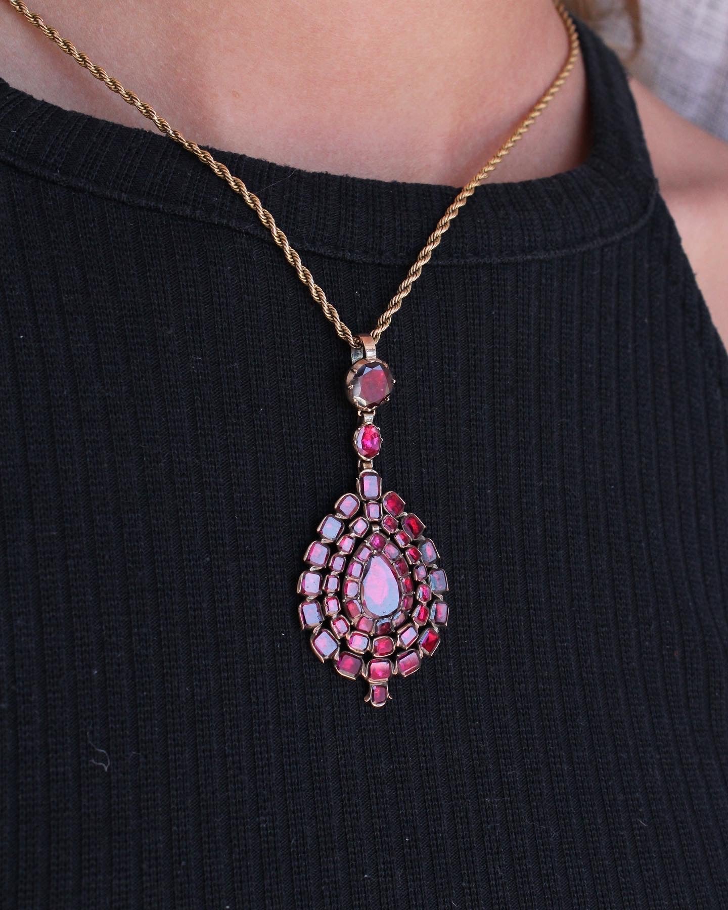 Georgian Garnet Pendant-Charlotte Sayers Antique Jewellery