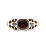 Georgian Garnet and Diamond Basket Ring-Charlotte Sayers Antique Jewellery