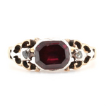Georgian Garnet and Diamond Basket Ring-Charlotte Sayers Antique Jewellery