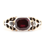 Georgian Garnet and Diamond Basket Ring-Charlotte Sayers Antique Jewellery