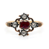 Georgian Garnet and Diamond Cruciform Ring-Charlotte Sayers Antique Jewellery