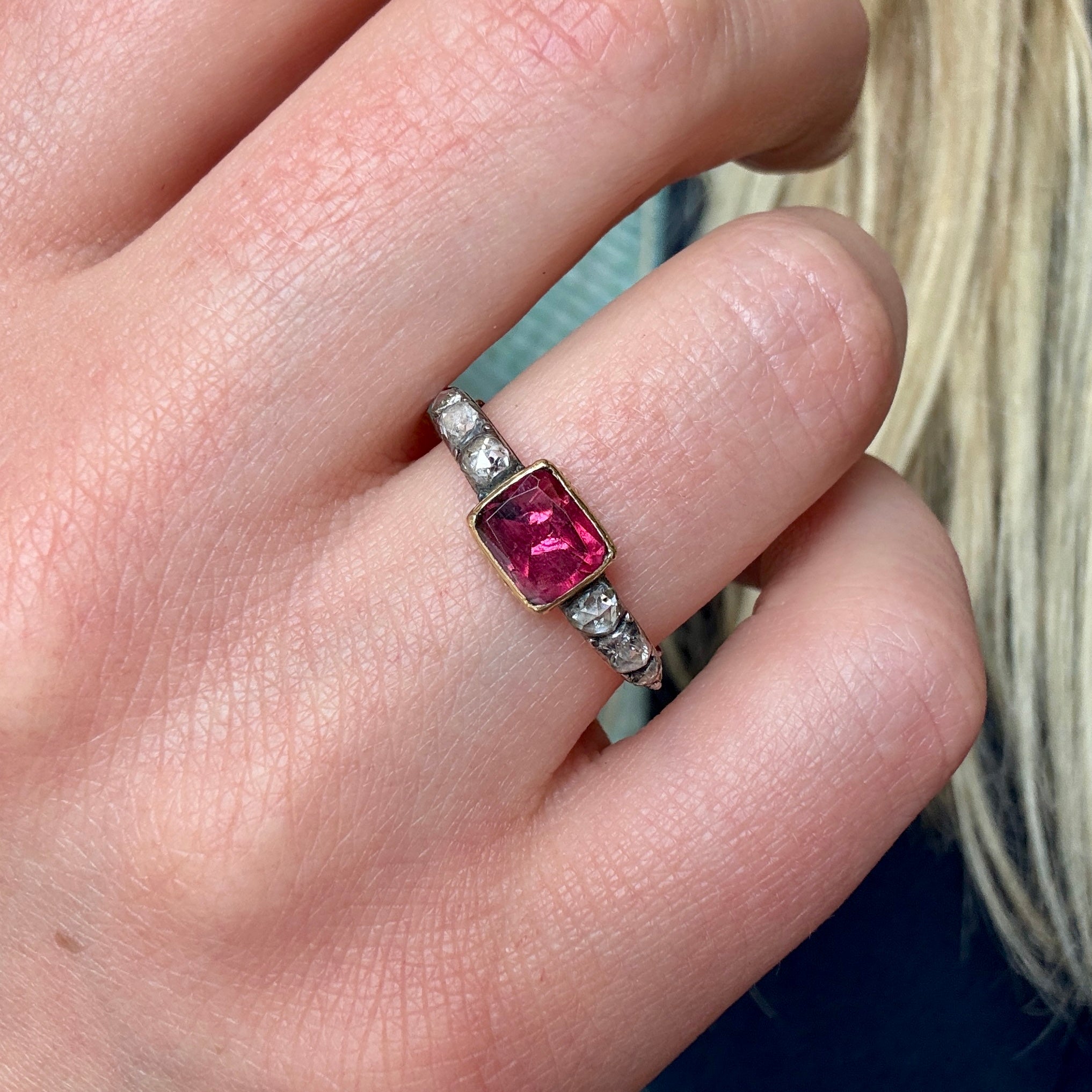 Georgian Garnet and Rose Diamond Ring-Charlotte Sayers Antique Jewellery