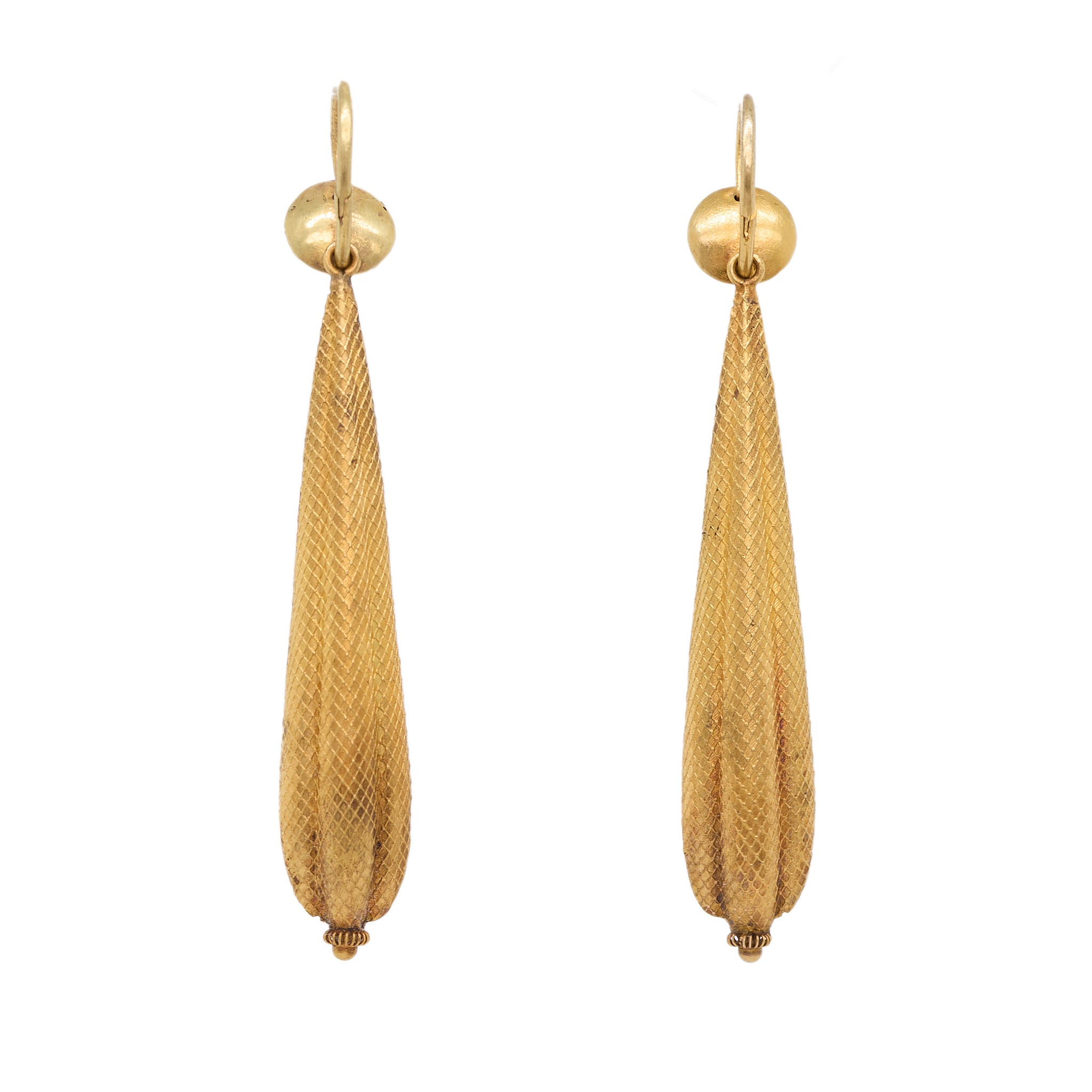 Georgian Gold Drop Earrings-Charlotte Sayers Antique Jewellery