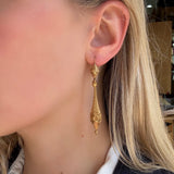 Georgian Gold Hollow Drop Earrings-Charlotte Sayers Antique Jewellery