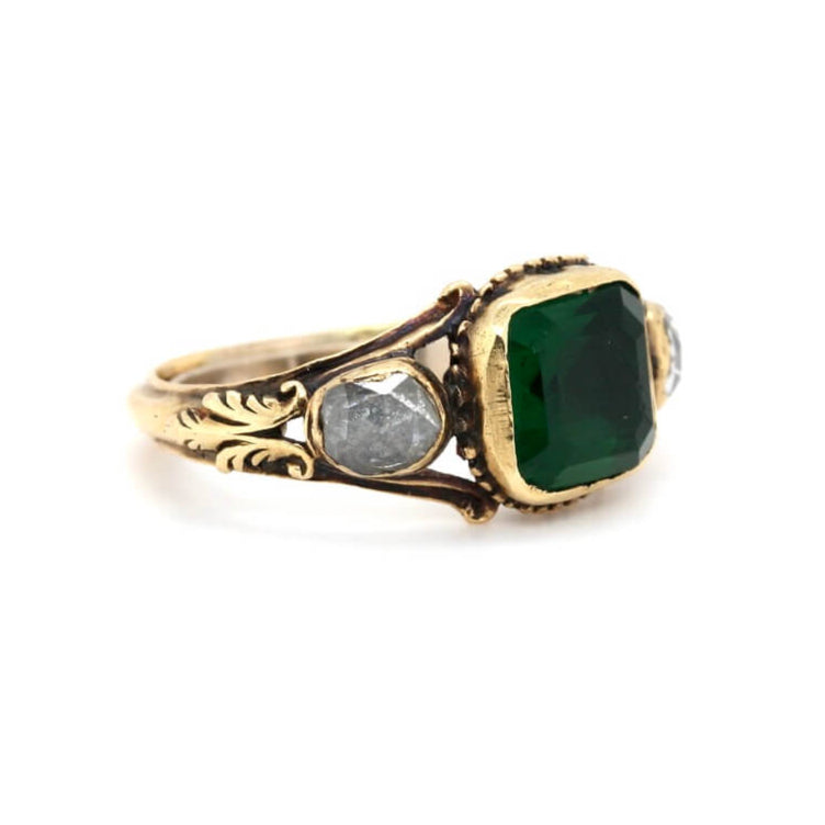 Georgian Green Paste and Diamond Ring-Charlotte Sayers Antique Jewellery