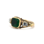 Georgian Green Paste and Diamond Ring-Charlotte Sayers Antique Jewellery