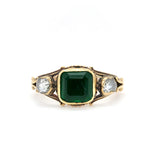 Georgian Green Paste and Diamond Ring-Charlotte Sayers Antique Jewellery