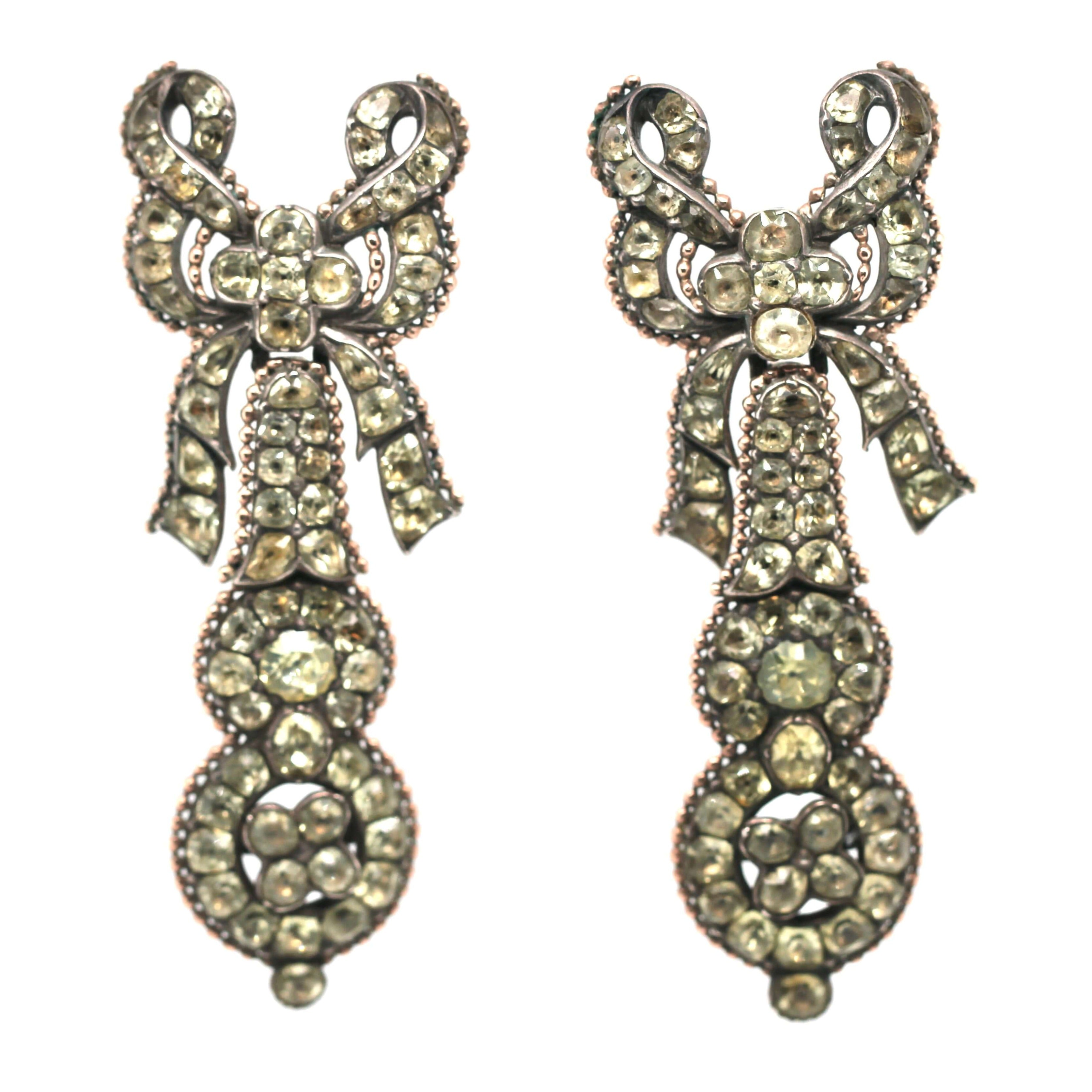 Georgian Iberian Chrysoberyl Earrings-Charlotte Sayers Antique Jewellery