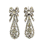 Georgian Iberian Chrysolite Bow Drop Earrings-Charlotte Sayers Antique Jewellery