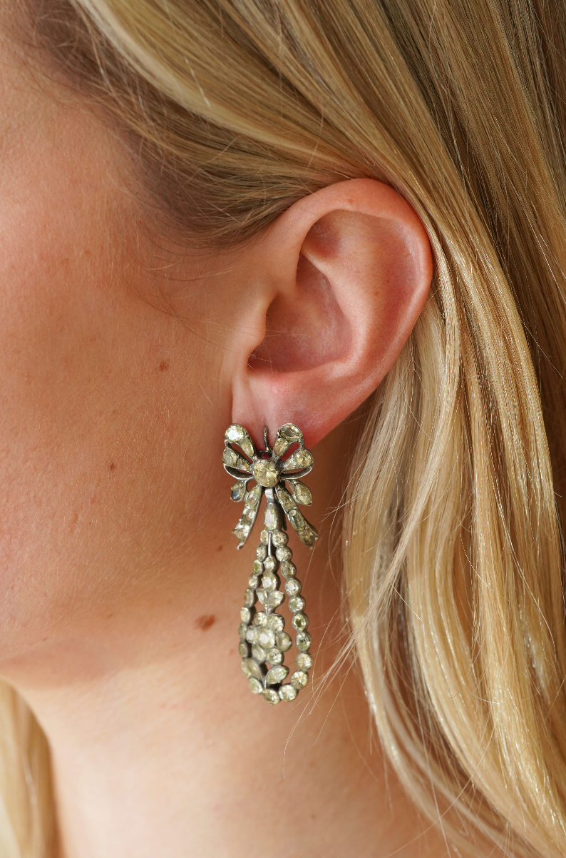 Georgian Iberian Chrysolite Earrings-Charlotte Sayers Antique Jewellery