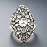 Georgian Marquise Rose Cut Diamond Ring-Charlotte Sayers Antique Jewellery