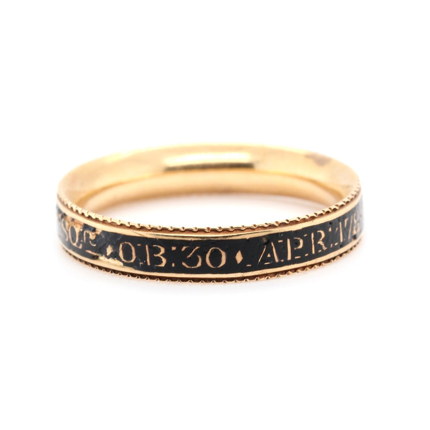 Georgian Narrow Black Enamel Band Memorial Ring-Charlotte Sayers Antique Jewellery