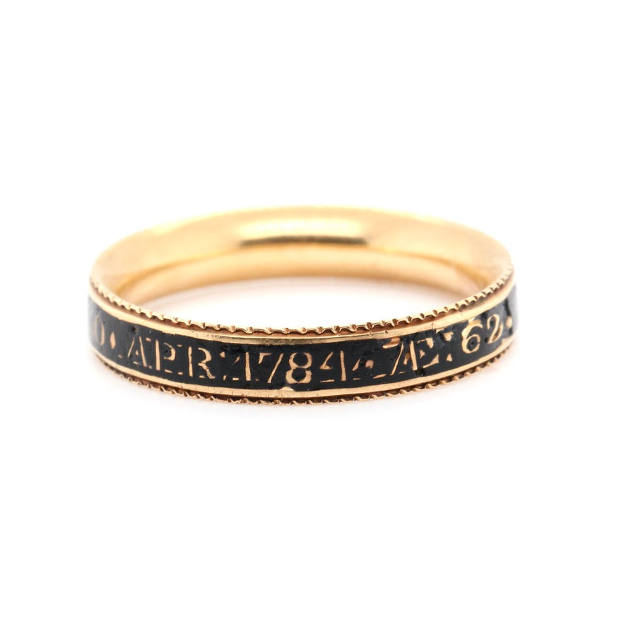 Georgian Narrow Black Enamel Band Memorial Ring-Charlotte Sayers Antique Jewellery