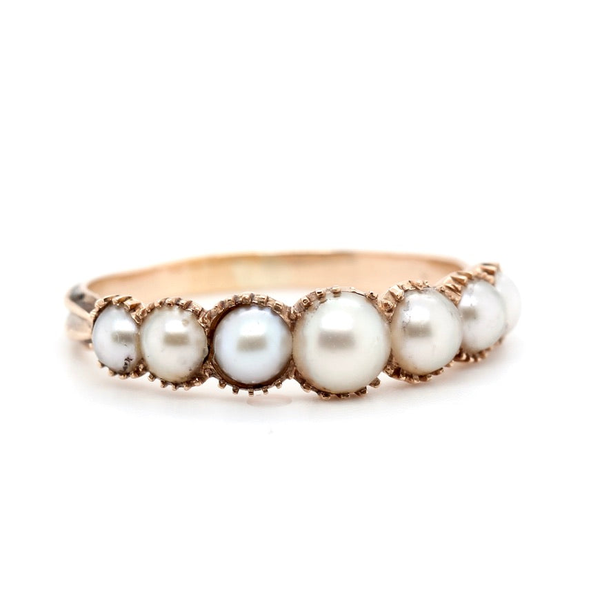 Georgian Natural Pearl Line Ring-Charlotte Sayers Antique Jewellery