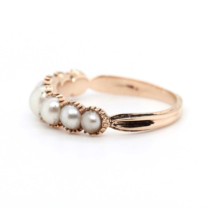 Georgian Natural Pearl Line Ring-Charlotte Sayers Antique Jewellery