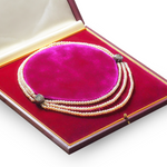 Georgian Natural Pearl Necklace with Sapphire Clasps-Charlotte Sayers Antique Jewellery