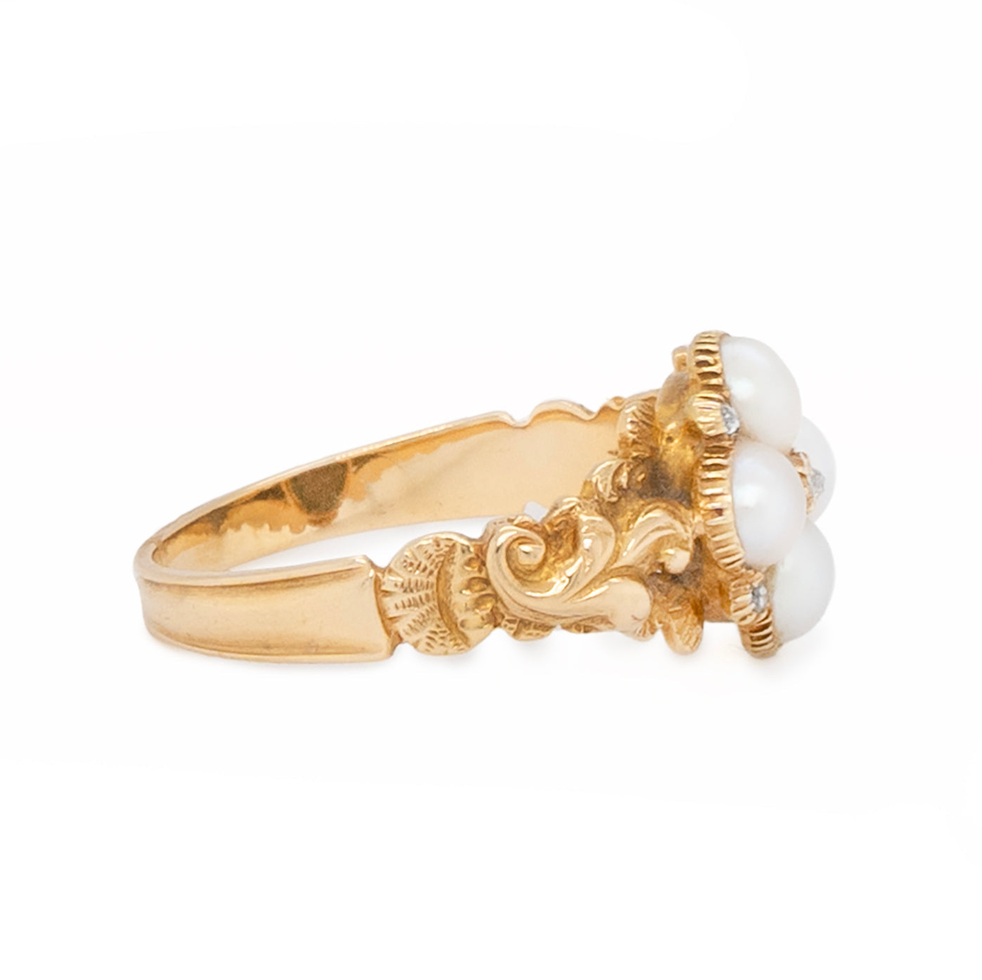 Georgian Natural Pearl and Diamond Ring-Charlotte Sayers Antique Jewellery