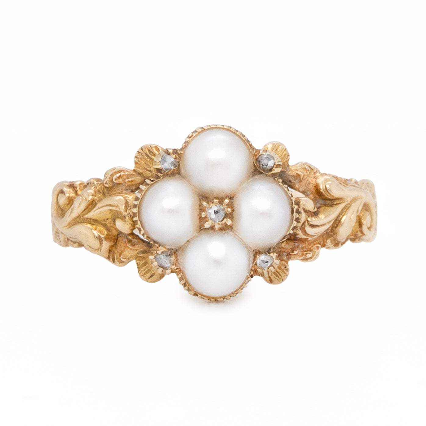 Georgian Natural Pearl and Diamond Ring-Charlotte Sayers Antique Jewellery