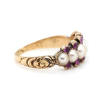 Georgian Natural Pearl and Ruby Line Ring-Charlotte Sayers Antique Jewellery