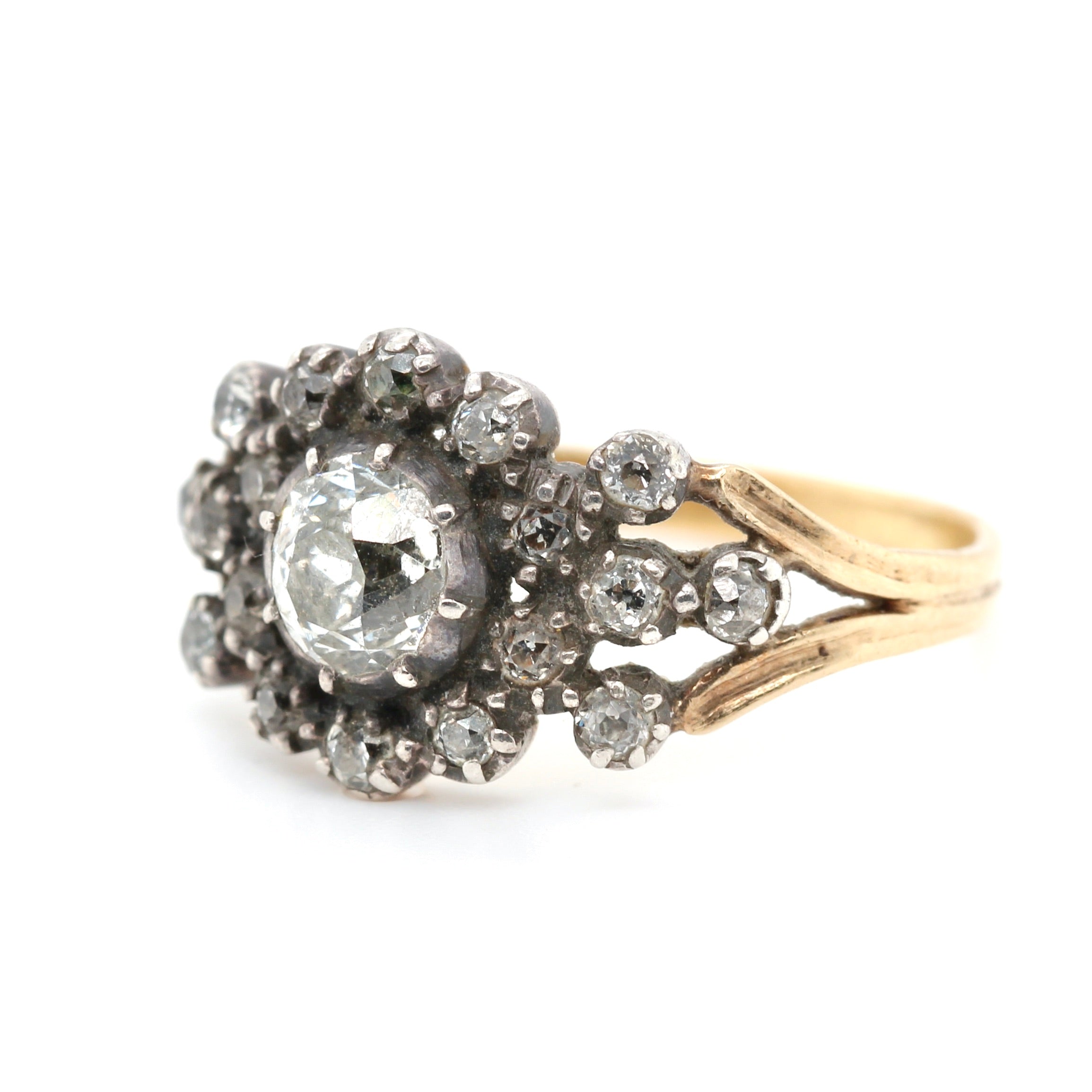 Georgian Old Cut Diamond Cluster Ring-Charlotte Sayers Antique Jewellery