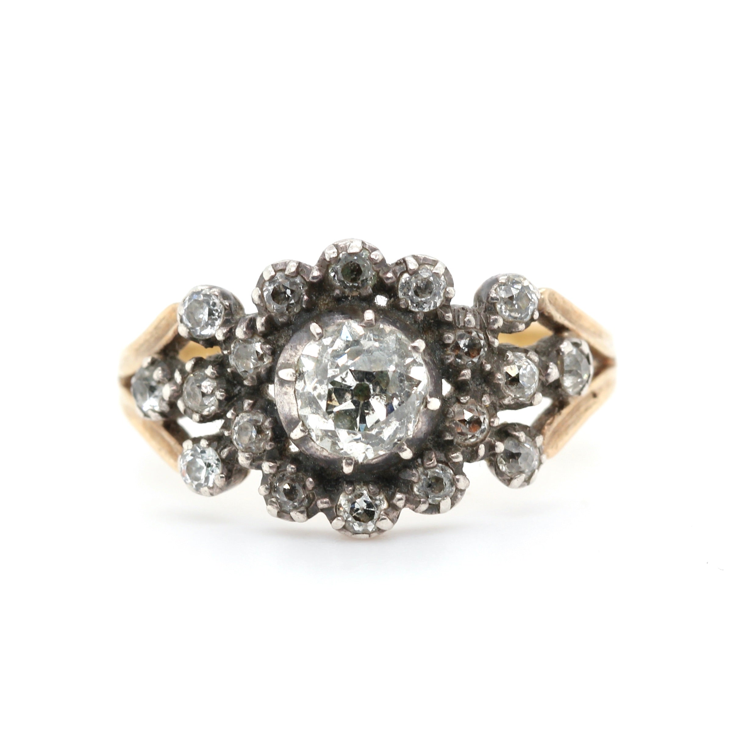 Georgian Old Cut Diamond Cluster Ring-Charlotte Sayers Antique Jewellery