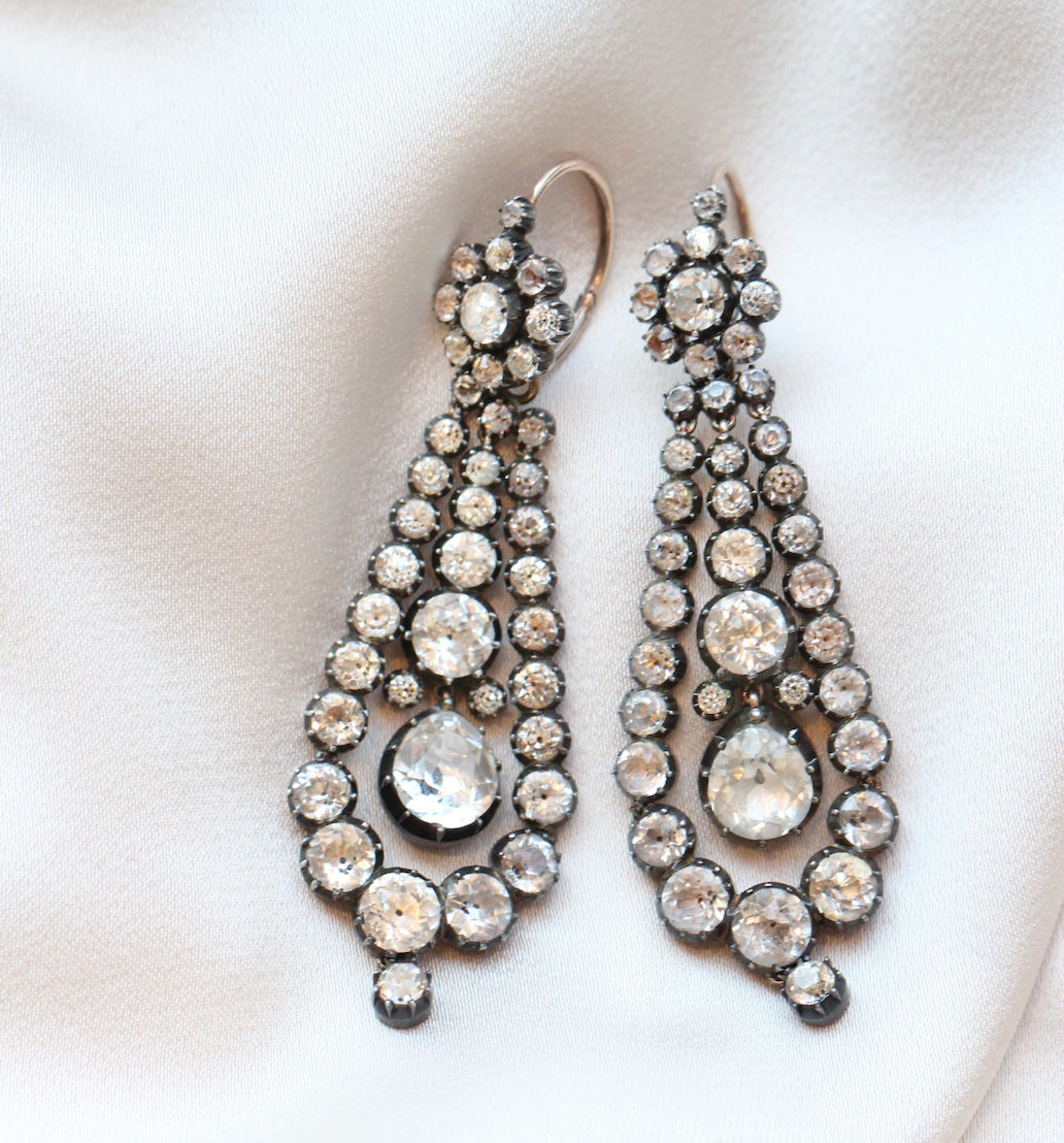 Georgian Paste Drop Earrings-Charlotte Sayers Antique Jewellery