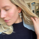 Georgian Paste Silver Bow and Drop Earrings-Charlotte Sayers Antique Jewellery