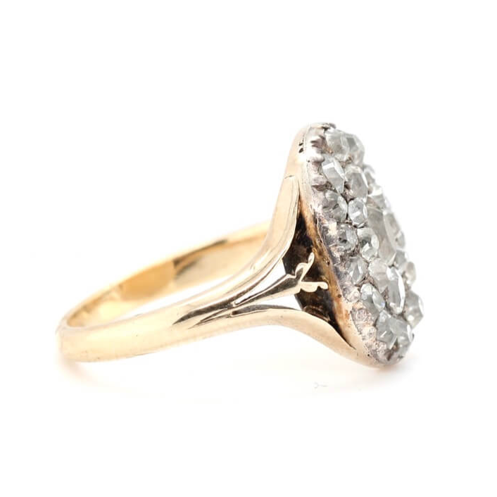 Georgian Pave Set Diamond Oval Ring-Charlotte Sayers Antique Jewellery