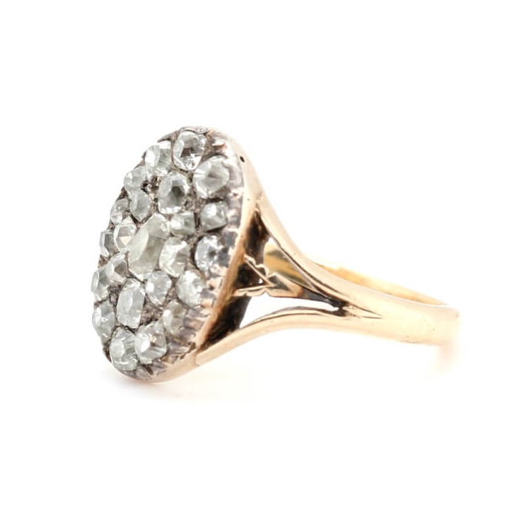 Georgian Pave Set Diamond Oval Ring-Charlotte Sayers Antique Jewellery