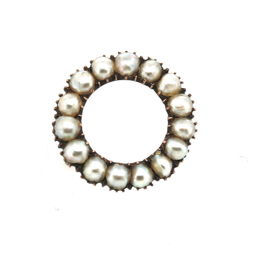 Georgian Pearl Circle Brooch-Charlotte Sayers Antique Jewellery