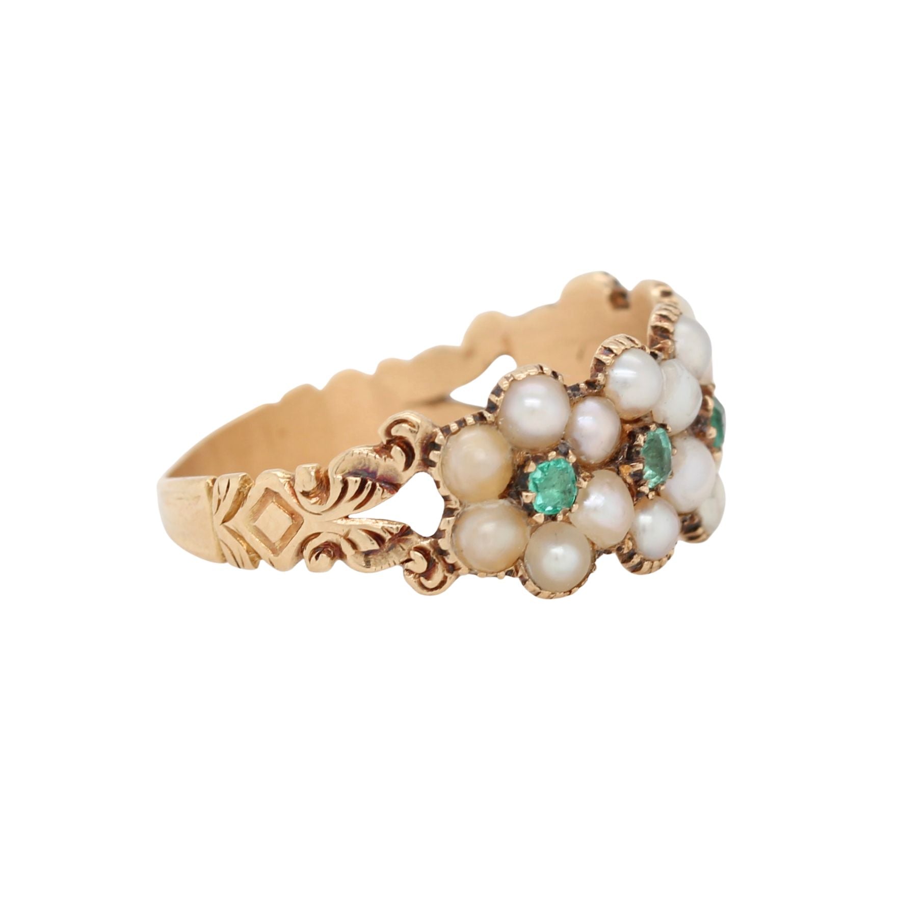 Georgian Pearl Emerald Ring-Charlotte Sayers Antique Jewellery