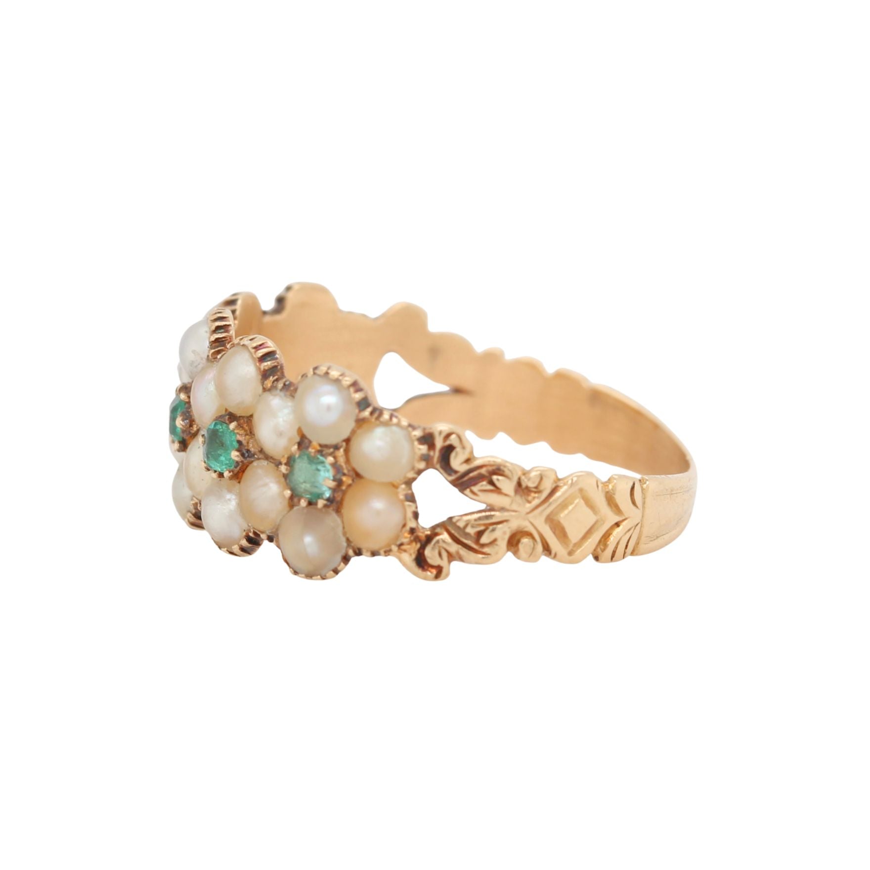 Georgian Pearl Emerald Ring-Charlotte Sayers Antique Jewellery