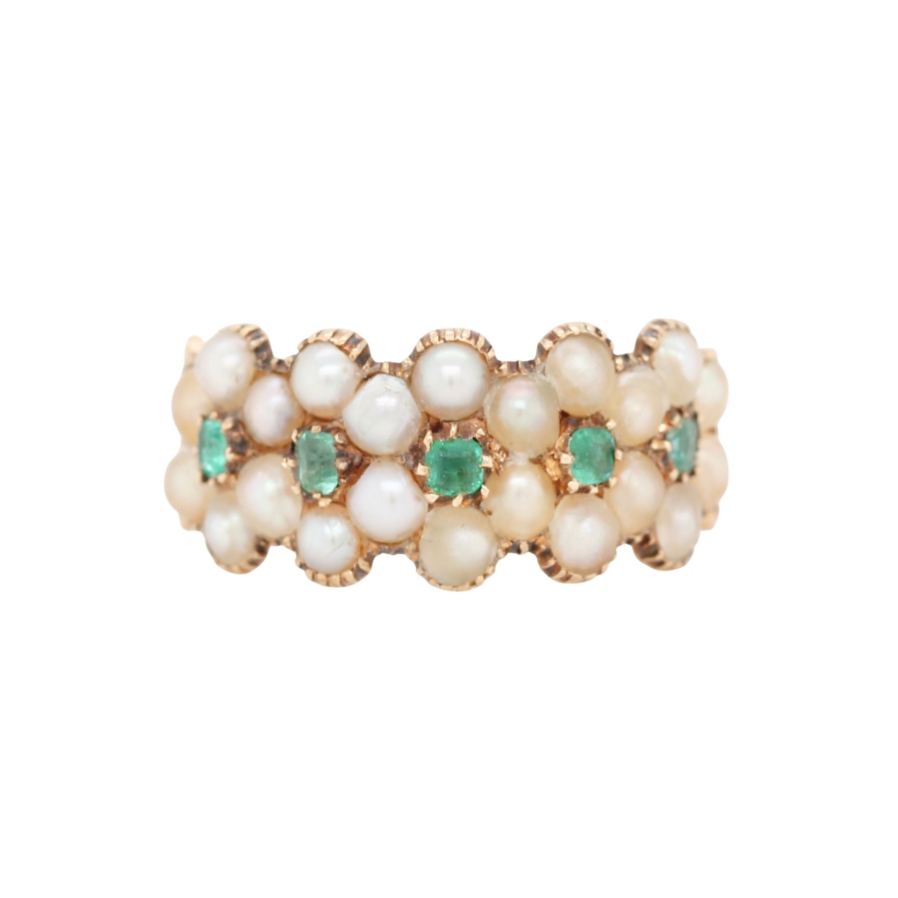 Georgian Pearl Emerald Ring-Charlotte Sayers Antique Jewellery