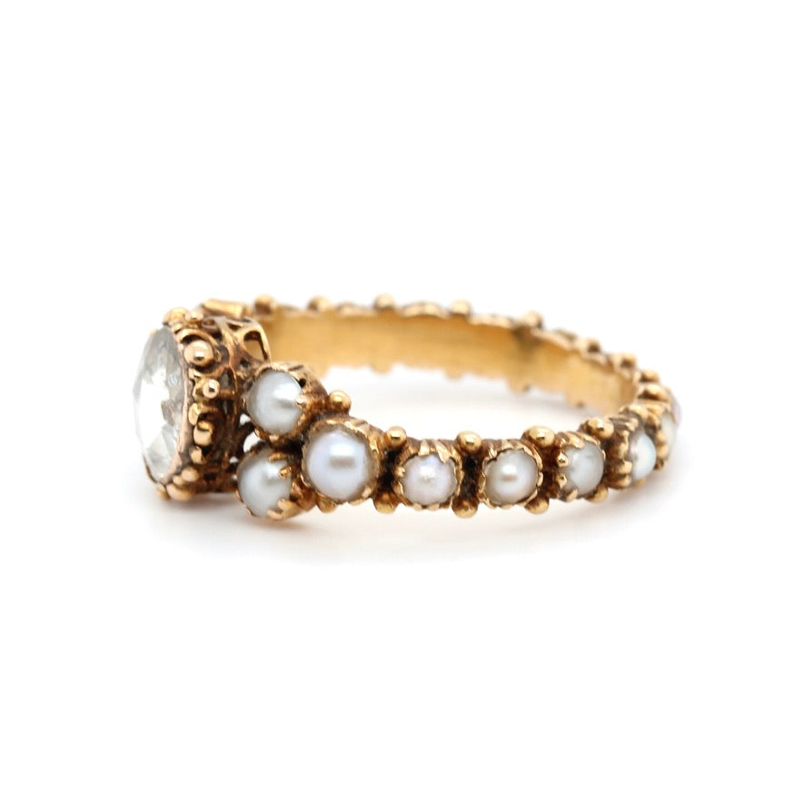 Georgian Pearl and Diamond Ring-Charlotte Sayers Antique Jewellery