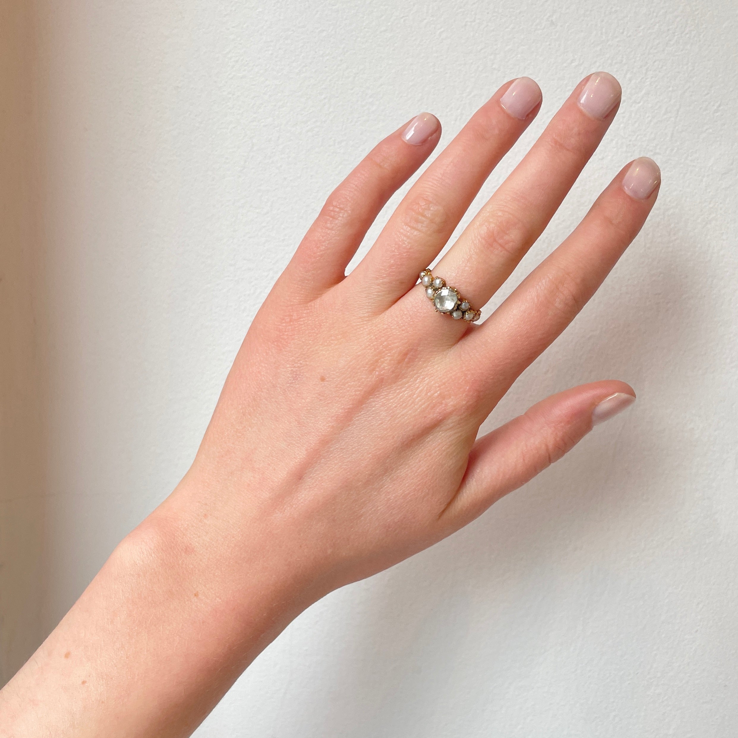 Georgian Pearl and Diamond Ring-Charlotte Sayers Antique Jewellery