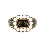 Georgian Pearl and Enamel Mourning Ring-Charlotte Sayers Antique Jewellery