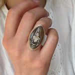 Georgian Pearl and Hair Navette Mourning Ring-Charlotte Sayers Antique Jewellery
