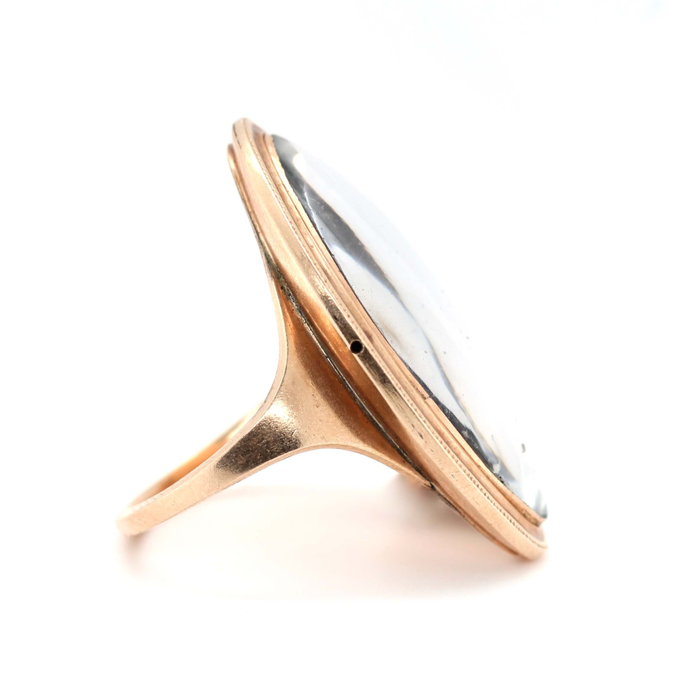 Georgian Pearl and Hair Navette Mourning Ring-Charlotte Sayers Antique Jewellery