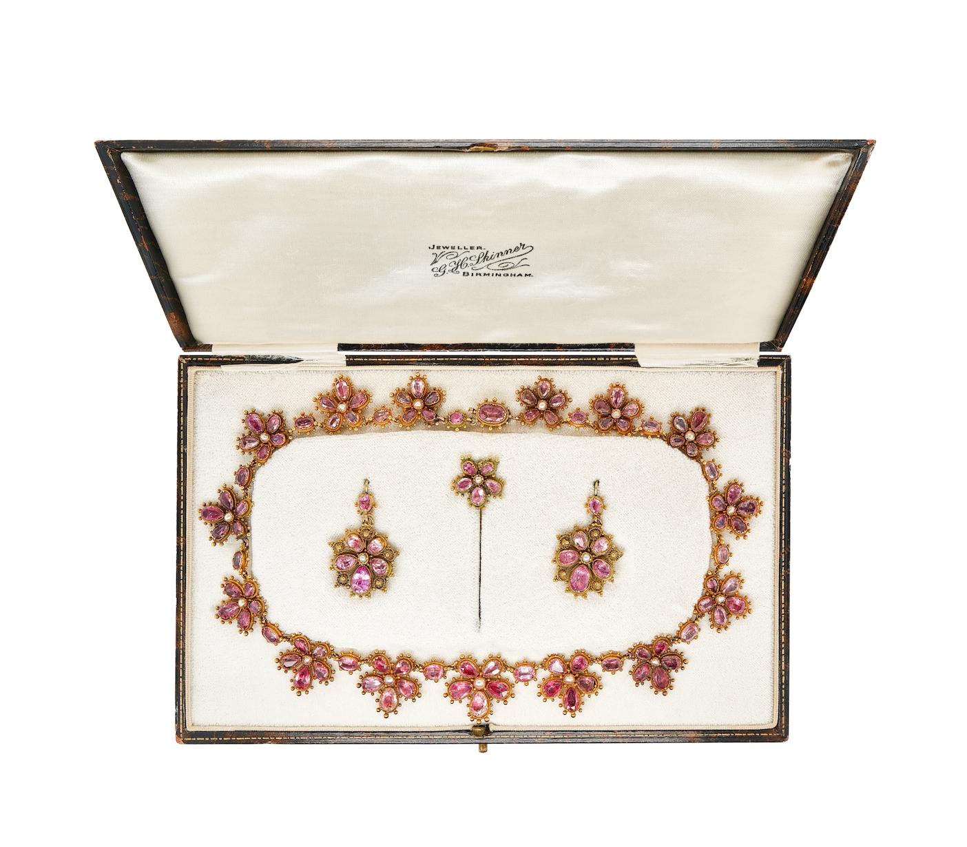 Georgian Pink Topaz Flower Suite-Charlotte Sayers Antique Jewellery