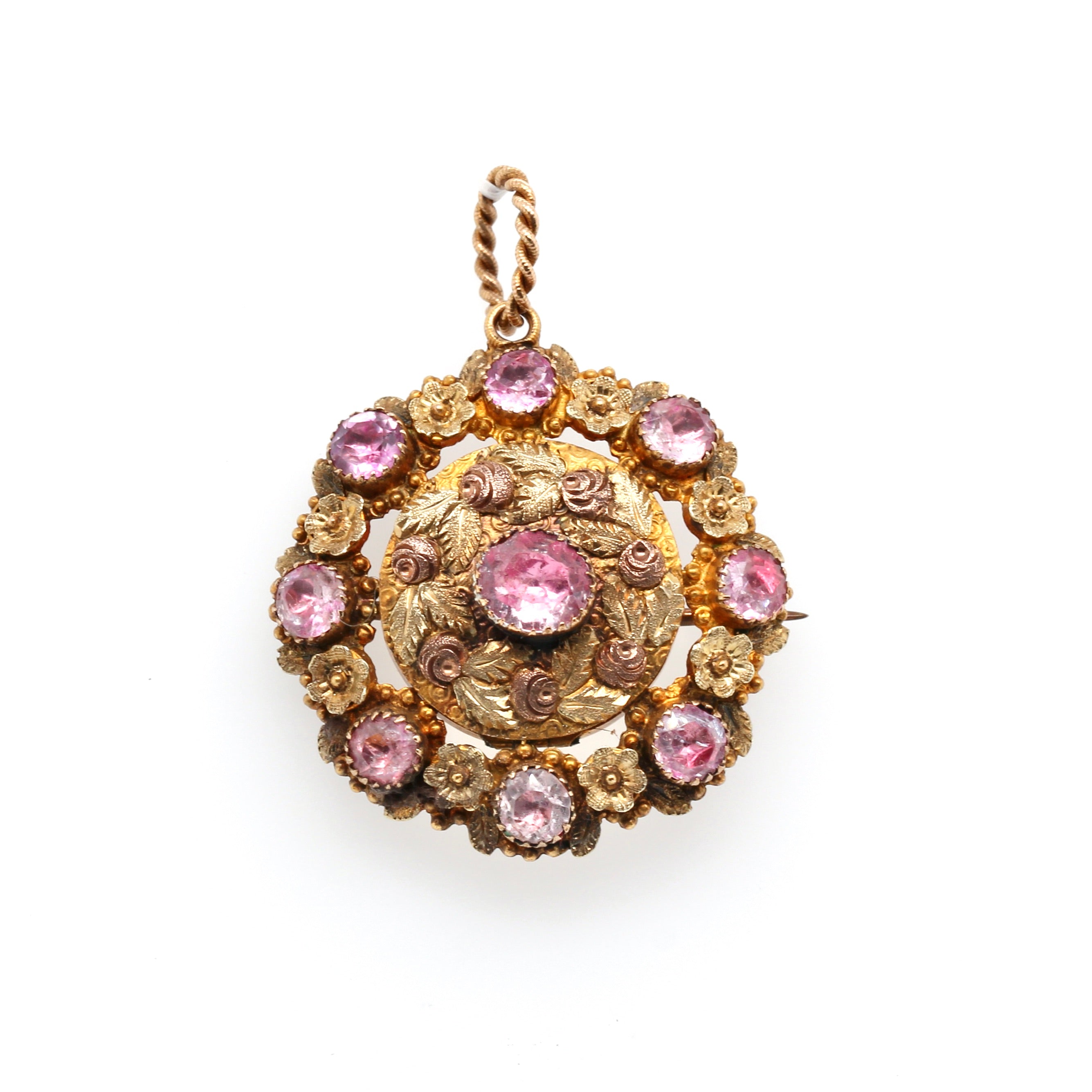 Georgian Pink Topaz Pendant Locket / Brooch-Charlotte Sayers Antique Jewellery